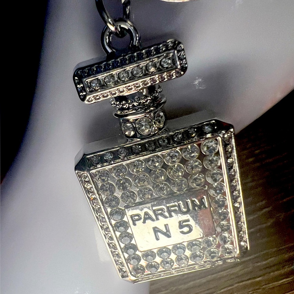 Silver Crystal Perfume Bottle Keychain